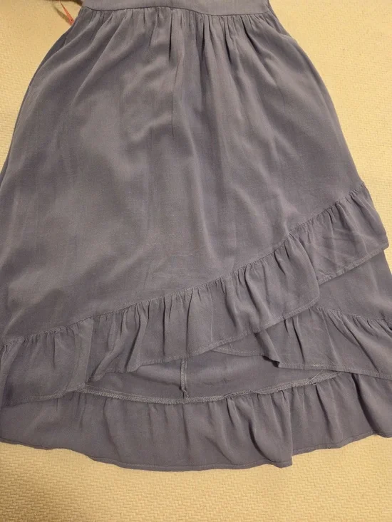 Baltic Born blue midi dress XS puff sleeves tiered pleats cottage core prairie - Picture 15 of 16